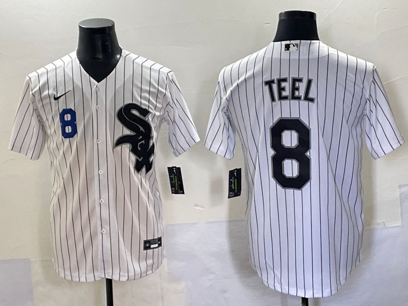Men 2025 Chicago White Sox #8 Teel White Stripe Game Nike MLB Jersey style 7
